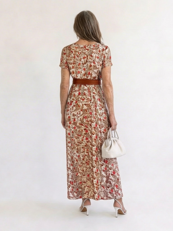 Lyra | Elegant Floral V-Neck Midi Dress