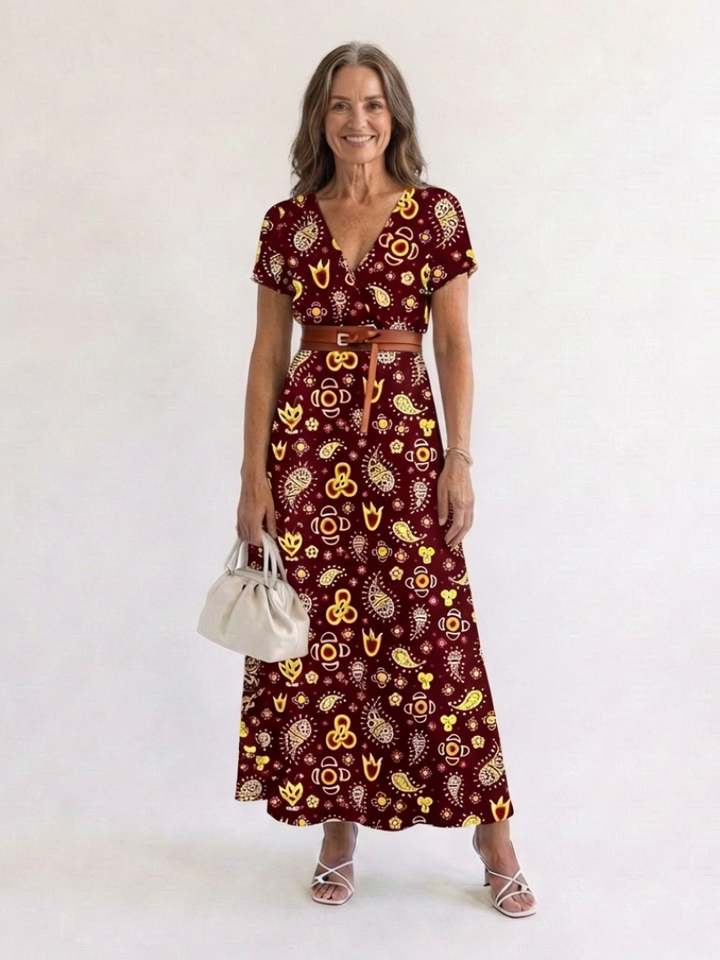 Lyra | Elegant Floral V-Neck Midi Dress