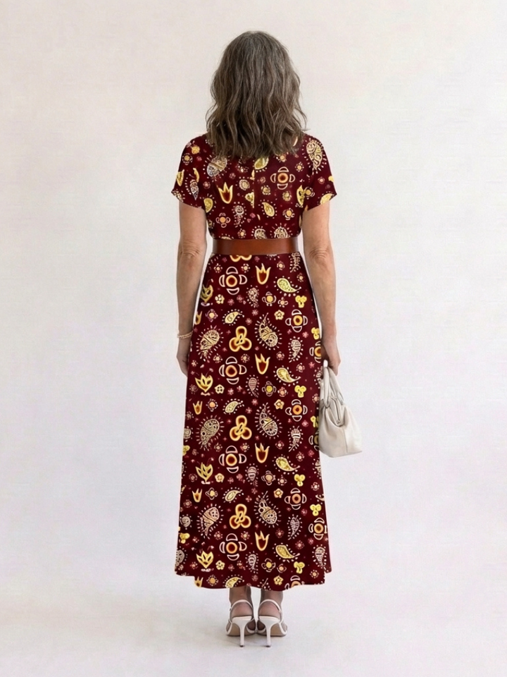 Lyra | Elegant Floral V-Neck Midi Dress