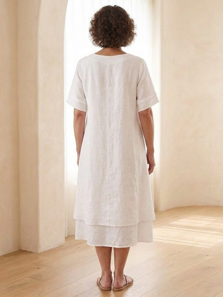 Cressida | Layered Short Sleeve Midi Dress