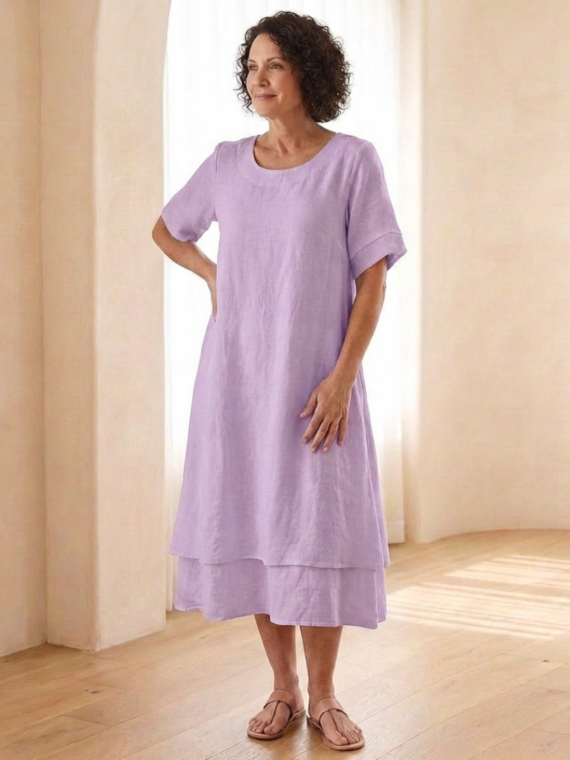 Cressida | Layered Short Sleeve Midi Dress