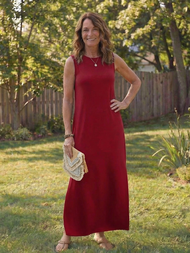 Zorina | Sleeveless Pocket Side Slit Midi Dress