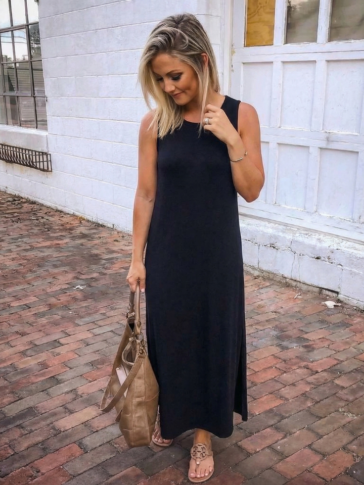 Zorina | Sleeveless Pocket Side Slit Midi Dress