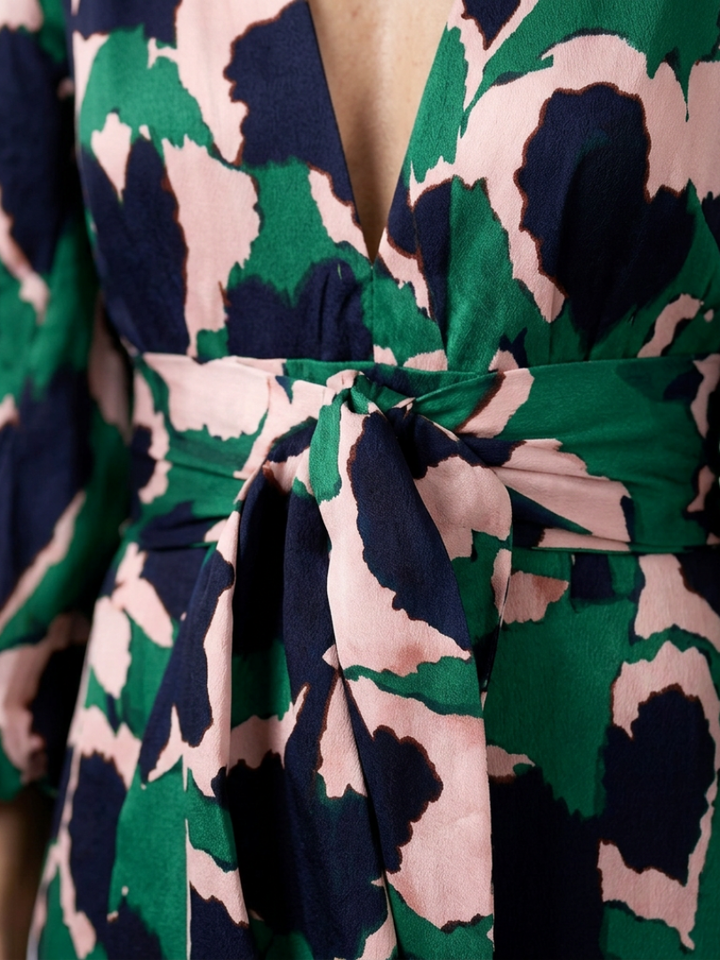 Isolde | V Neck Tie Waist Long Sleeve Maxi Dress