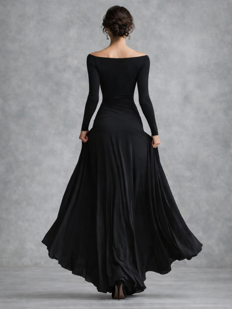 Maris | Draped Long Sleeve Maxi Dress