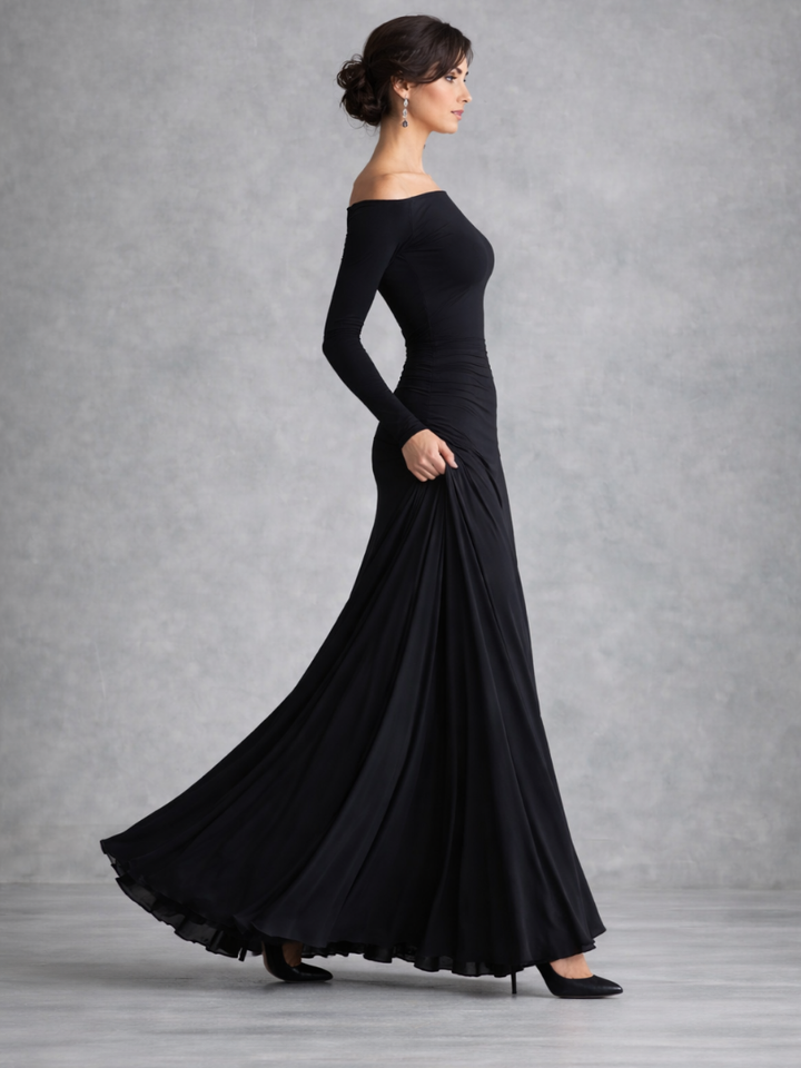 Maris | Draped Long Sleeve Maxi Dress
