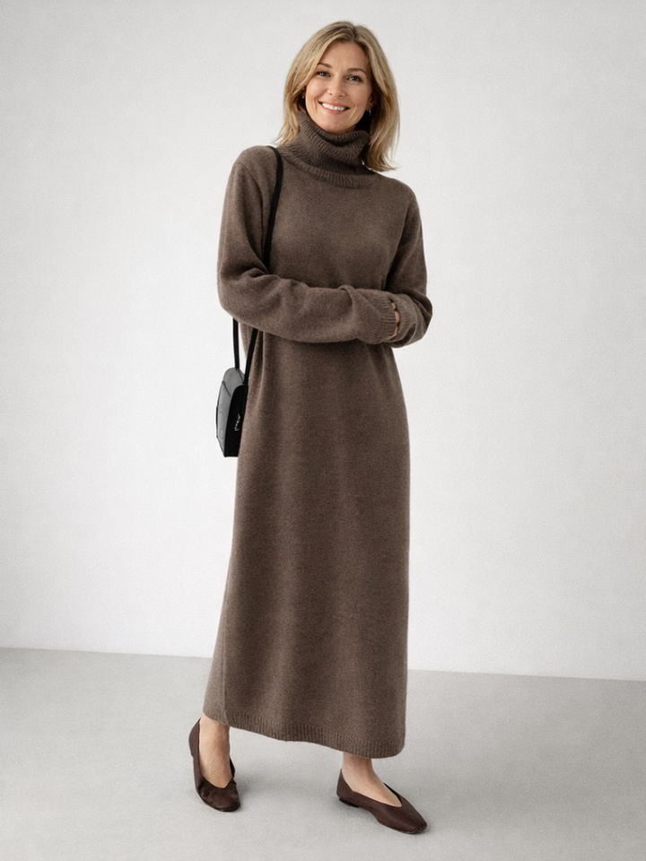 Lena | Relaxed Turtleneck Knit Maxi Dress