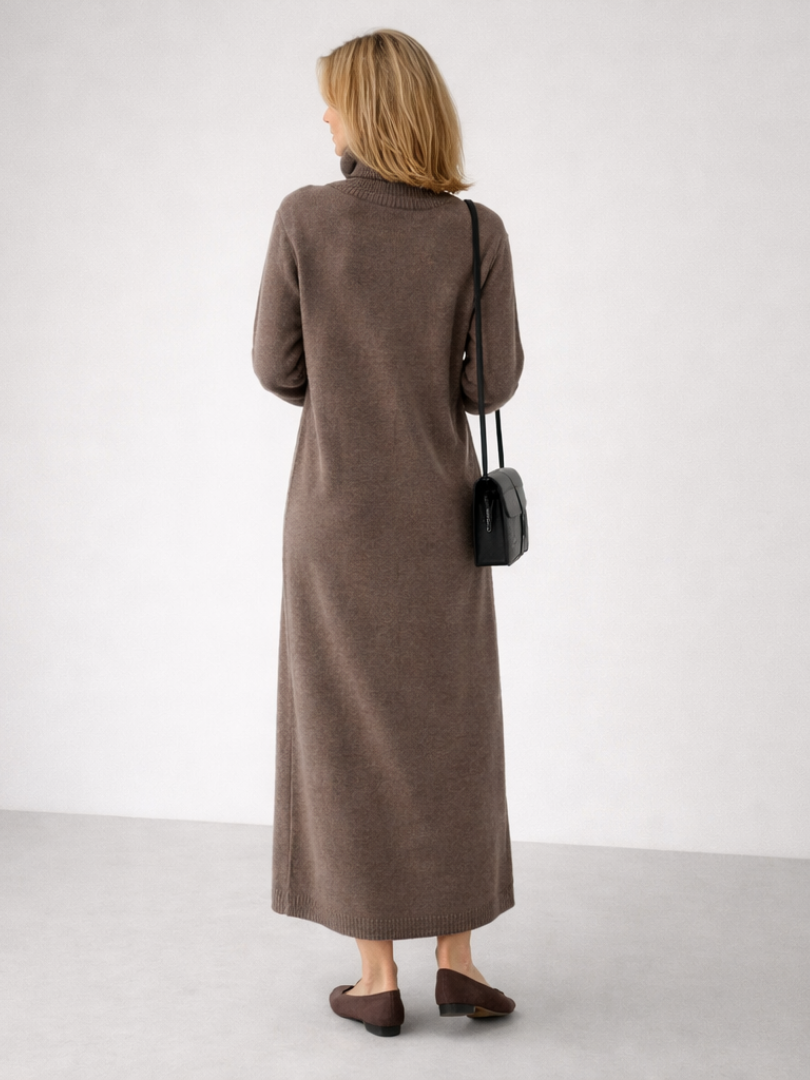 Lena | Relaxed Turtleneck Knit Maxi Dress