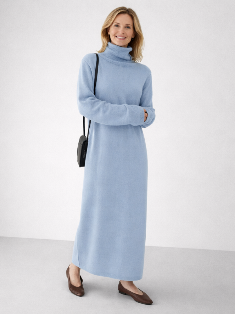 Lena | Relaxed Turtleneck Knit Maxi Dress