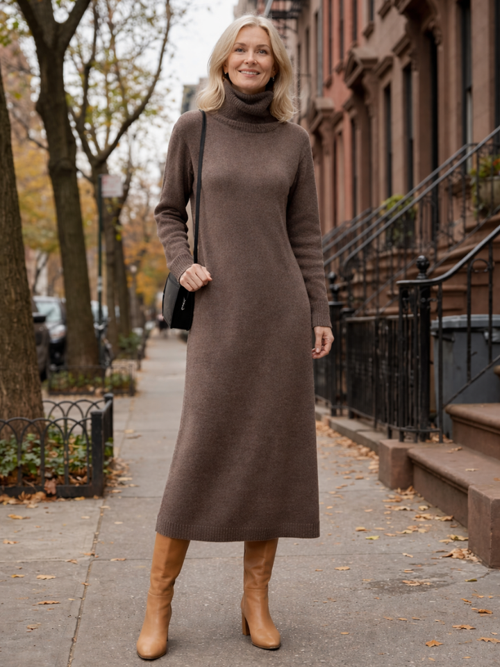 Lena | Relaxed Turtleneck Knit Maxi Dress