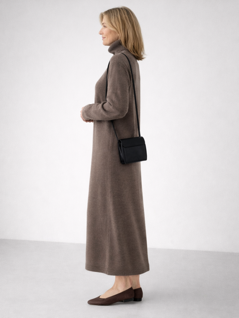 Lena | Relaxed Turtleneck Knit Maxi Dress