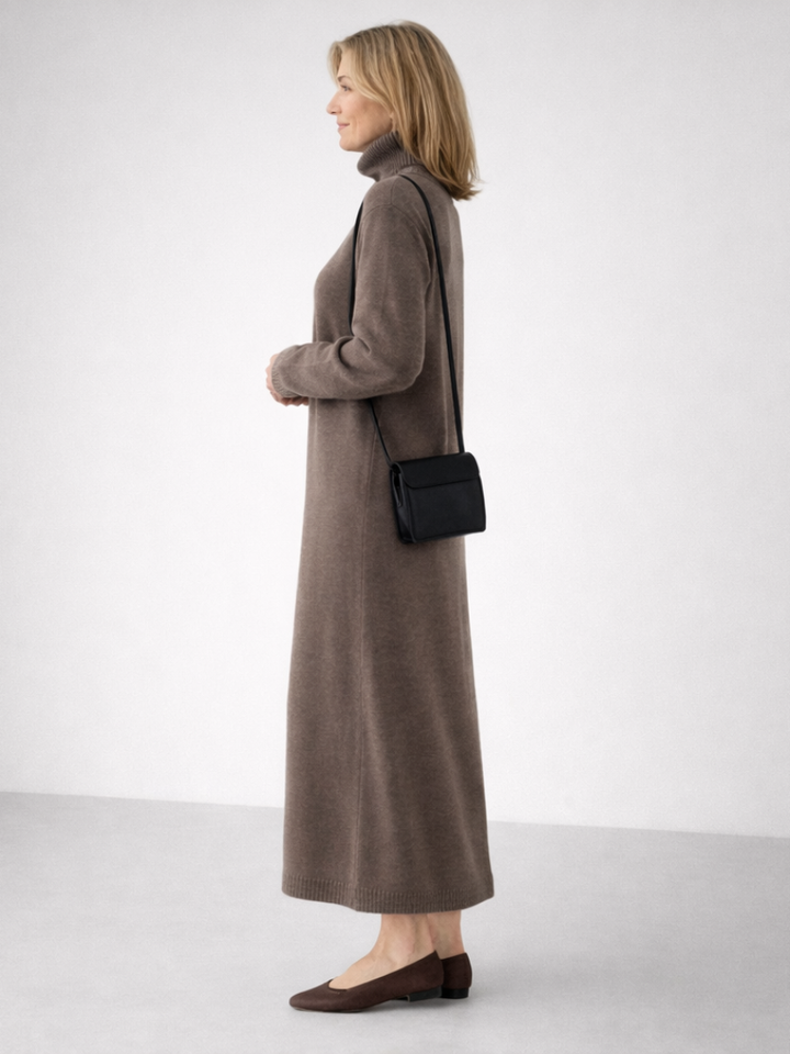 Lena | Relaxed Turtleneck Knit Maxi Dress